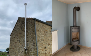 Installation du conduit extérieur en inox double paroi isolé